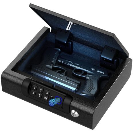 Biometric Gun Safe for Pistol 3-Ways unlock Safe