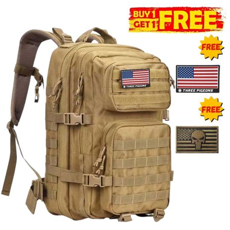 ThreePigeons™ Military Tactical Backpack 40L Tan