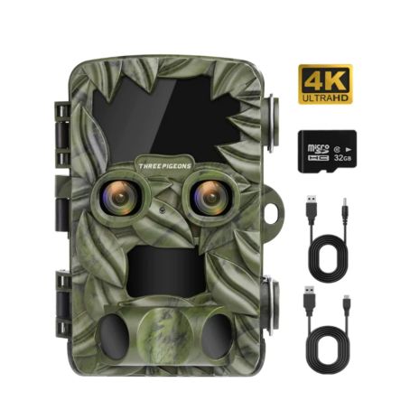 ThreePigeons™ Wildlife Trail Camera Dual Cameras 4K 32MP Extraction Distance up to 25 m