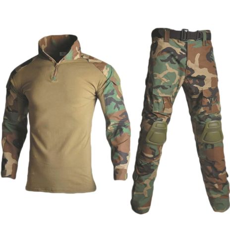 ThreePigeons™ Men's Military Suits Long Shirts with Knee Pads