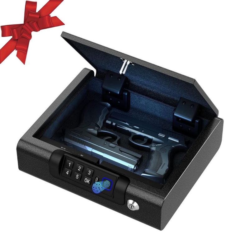 Biometric Gun Safe for Pistols 3-Ways unlock Safe Fingerprint Digital PIN Key with Voice