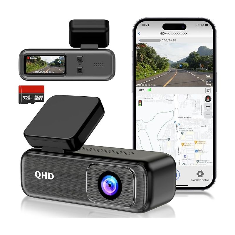 Dash Camera WiFi FHD 2K 30fps 170° Wide Angle with Night Vision