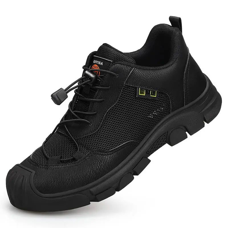 Black Mesh Easy Clean Microfiber Lightweight Rubber Sole Steel Toe Safety Shoes