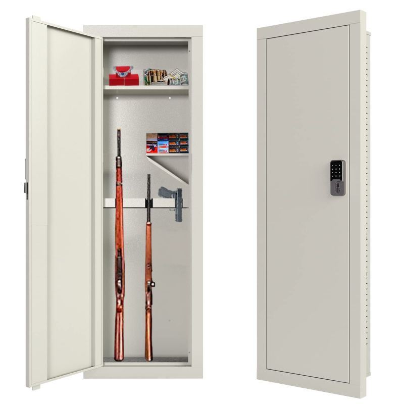 53" / 45" Gun Cabinet Safe in Wall White