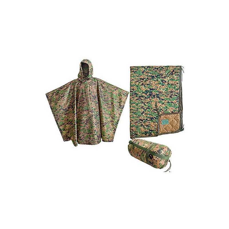 Military Style Rip Stop Camouflage Rain Poncho