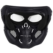 ThreePigeons™ Tactical Mask Protective Full Face Clear Goggle Skull mask Dual Mode Wearing Design Adjustable Strap