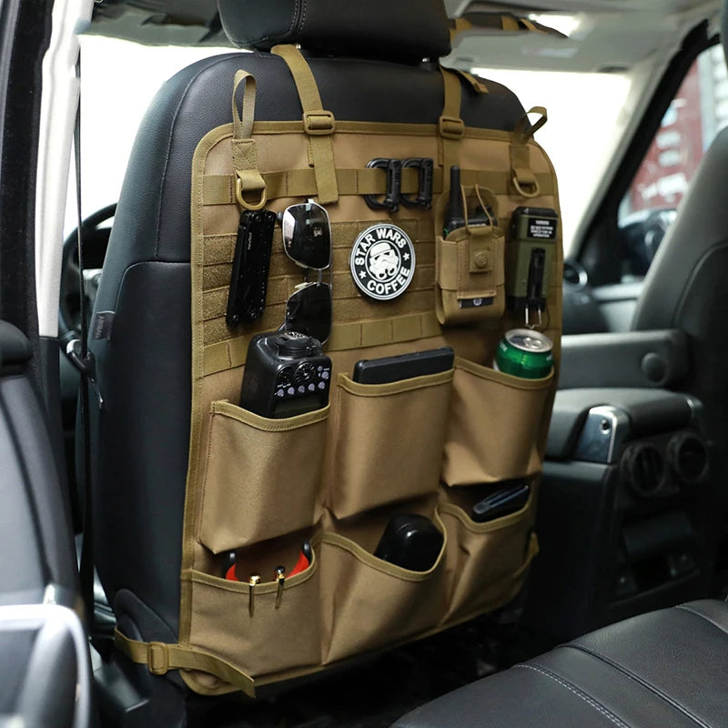 Tactical Car Seat Back Organizer 6 Cup Pockets – ThreePigeons