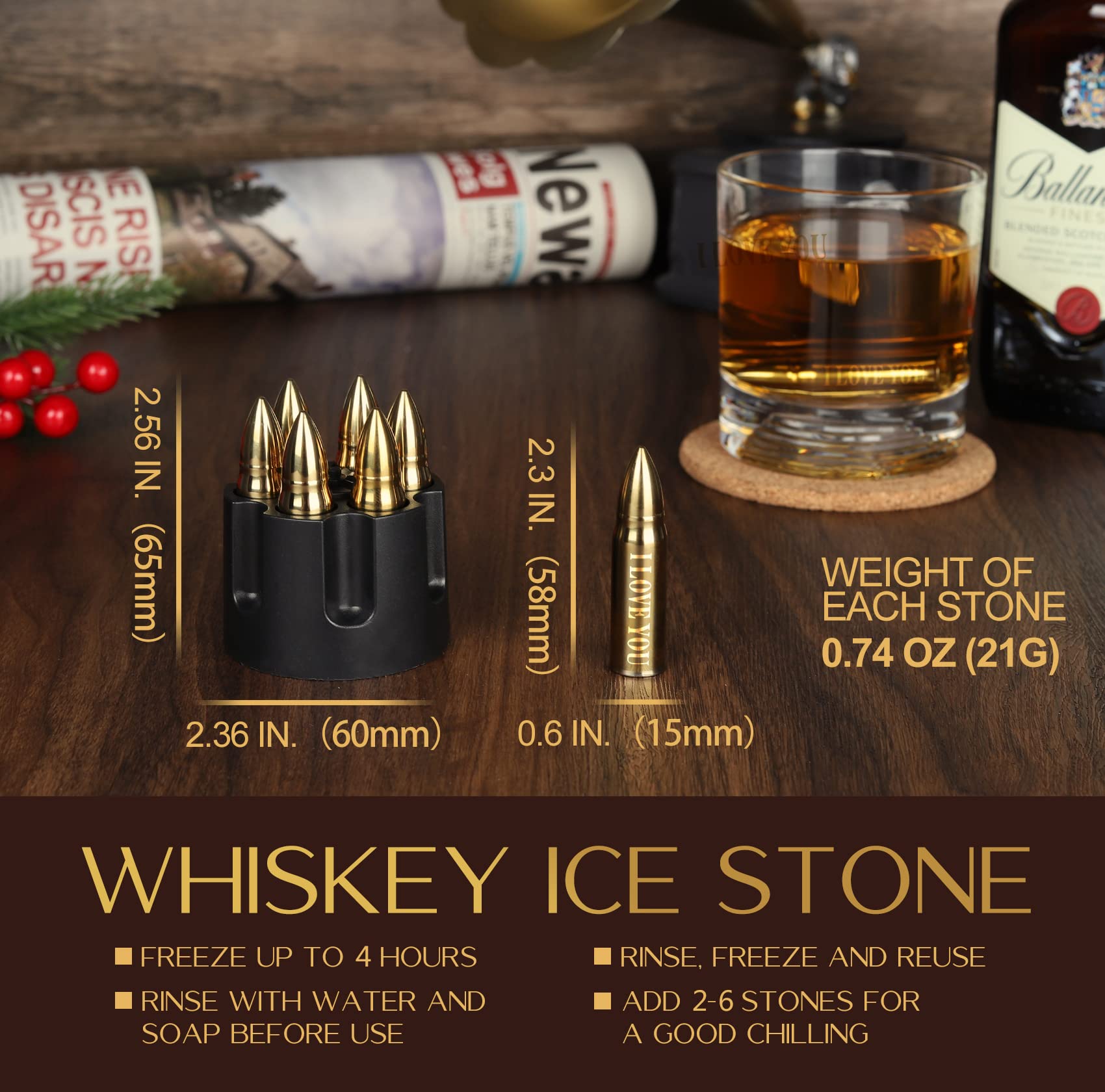 Gold Whiskey Stones Grandpa Birthday Gifts for Grandpa from Grandchildren