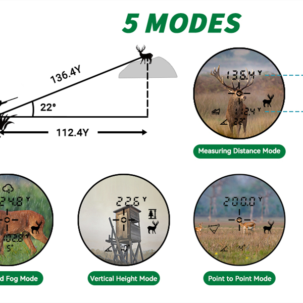 1100 Yards Hunting Golf Rangefinder with Slope Switch Rain and Fog Mode