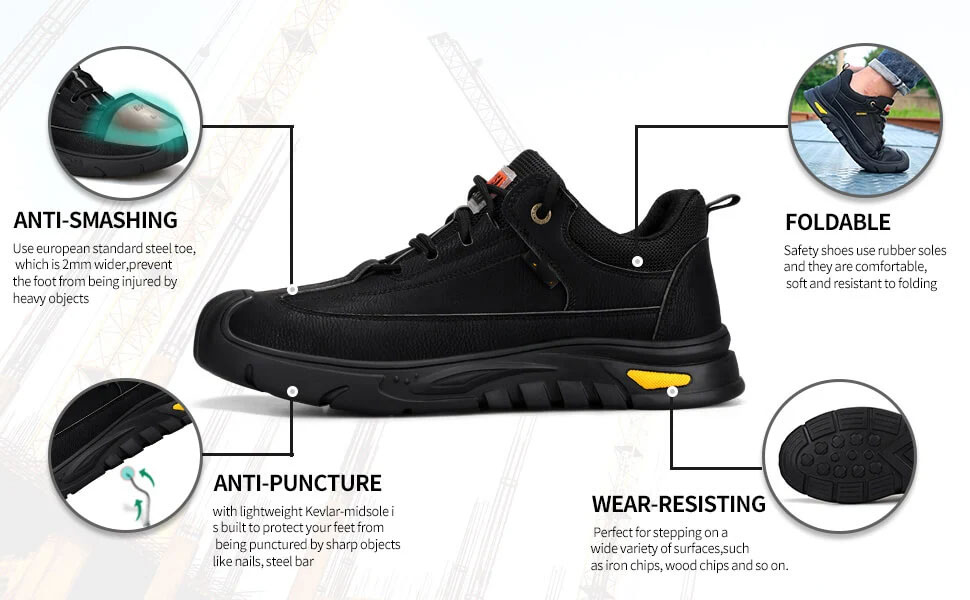 Waterproof Microfiber Leather Steel Toe Safety Work Shoes For Men