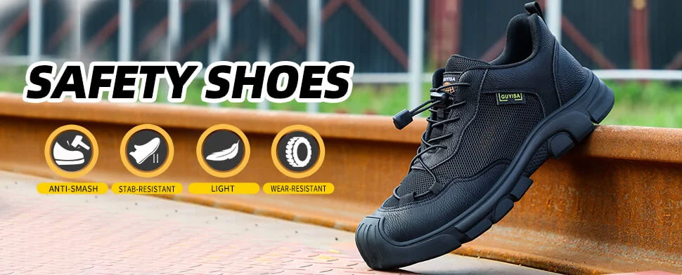 Black Mesh Easy Clean Microfiber Lightweight Rubber Sole Steel Toe Safety Shoes