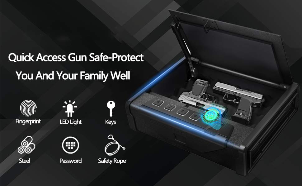 Quick Access Biometric Fingerprint Gun Safes 