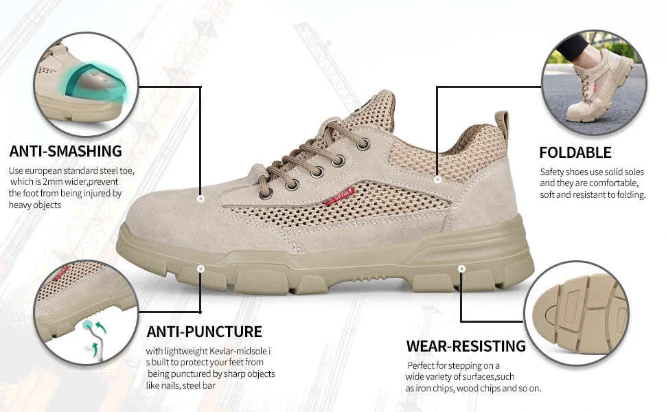 Breathable Mesh Upper Industrial Work Safety Shoes