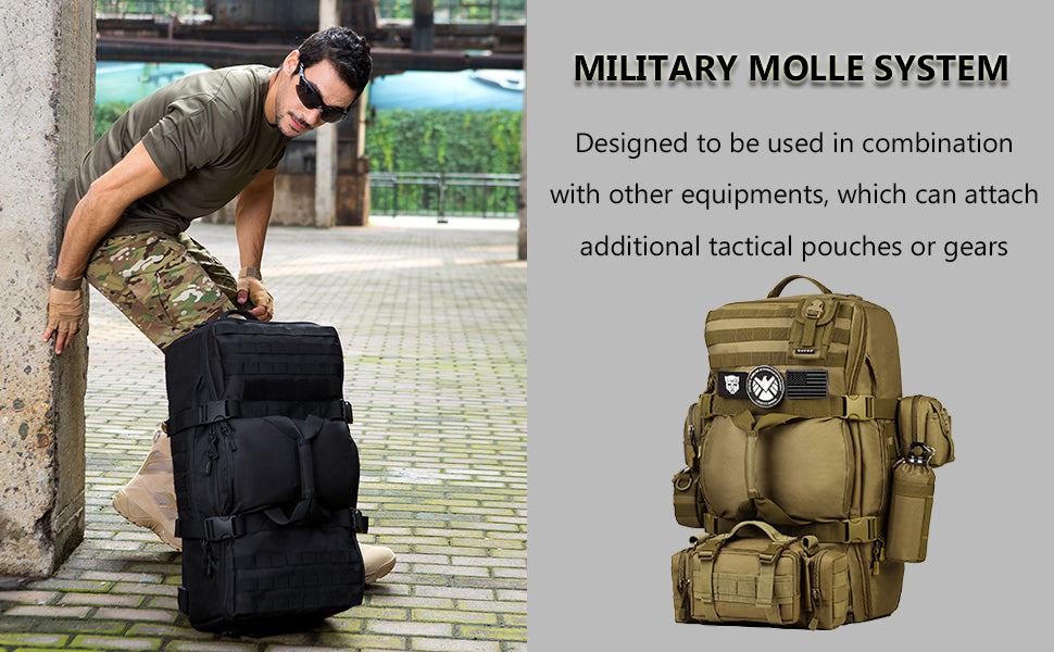 ThreePigeons™ Heavy Duty Tactical Backpack 60L