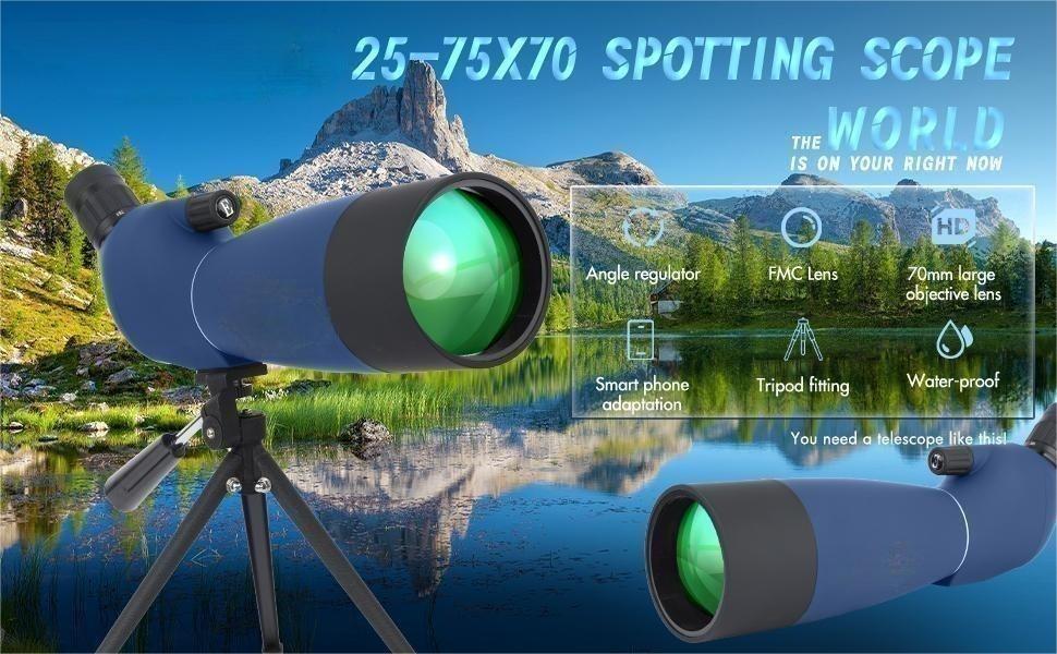 ThreePigeons™ 25-75X70 Spotting Scope, Hunting Spotting Scope for Shooting Targets