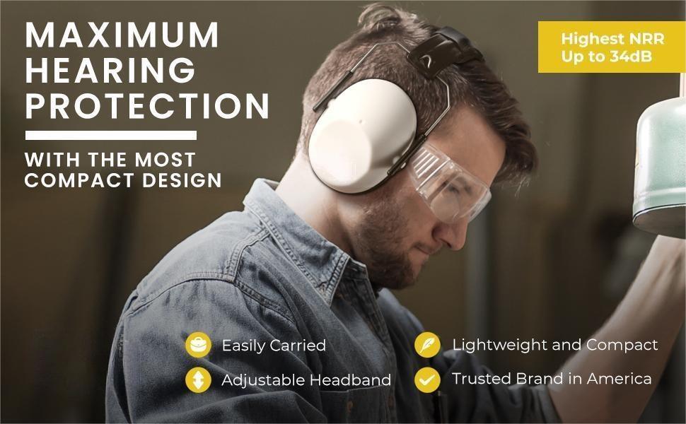 ThreePigeons™ Lightweight 34dB Noise-Canceling Earmuffs